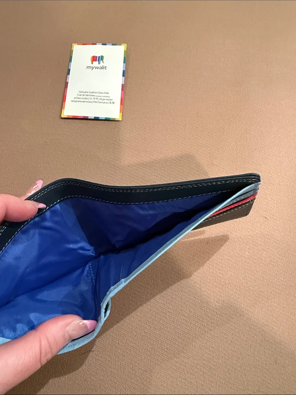 Men's Navy Leather Bifold Card & Key Holder